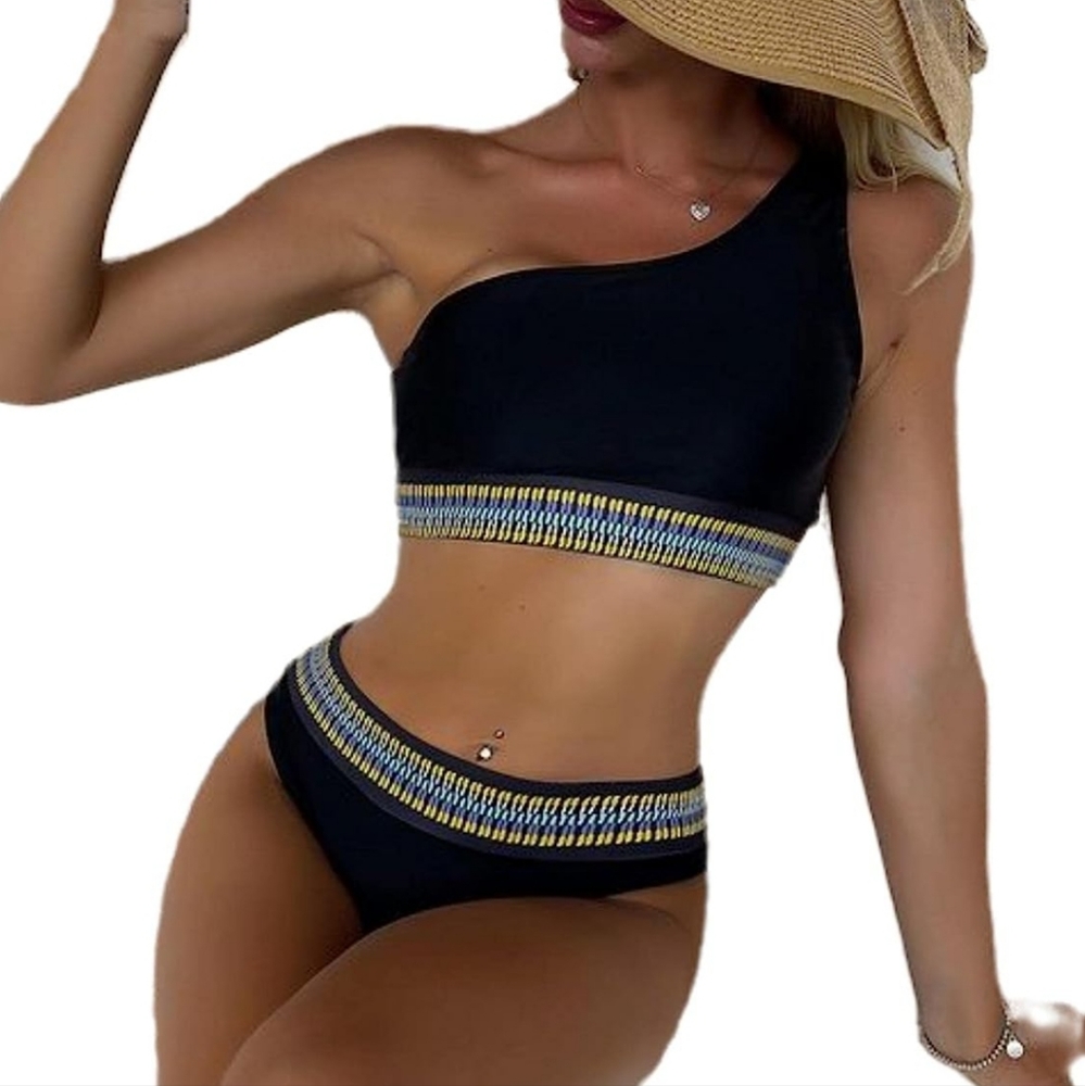 Two Piece One Shoulder Swimsuit